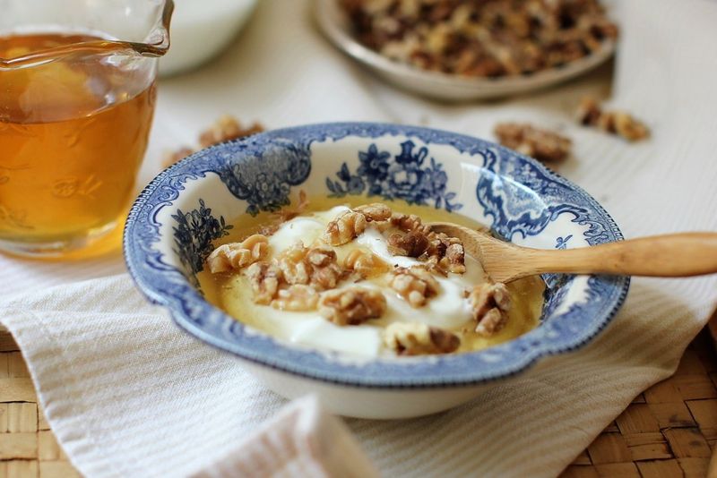 Plain Yoghurt With Honey And Toasted Nuts