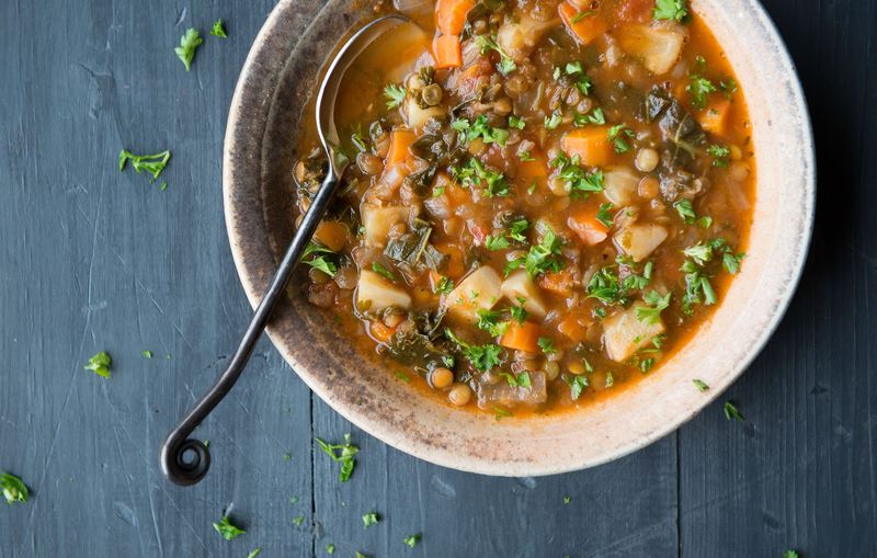 Lentil And Vegetable Soup With Wholegrain Roll