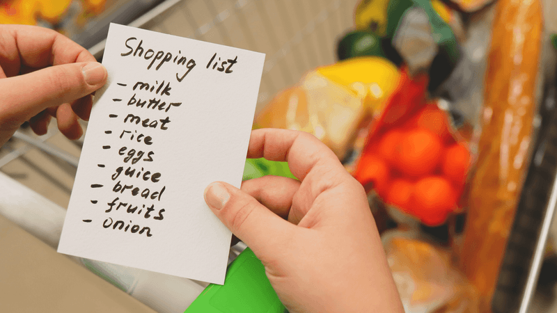 Writing A Physical Shopping List On Paper