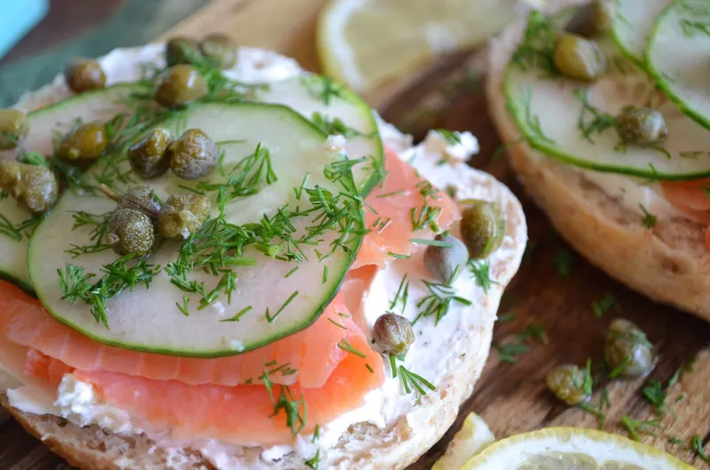 Smoked Salmon And Cucumber Bagel Thin