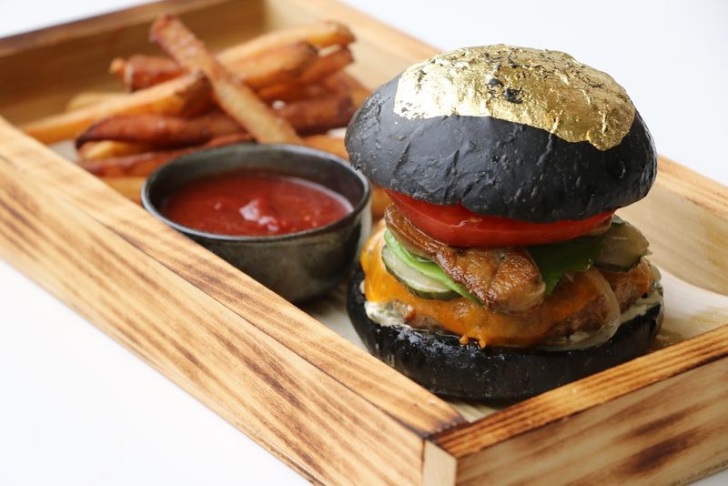 Charcoal Burger With Gold Leaf