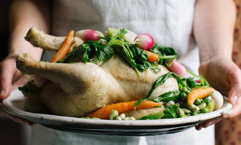 Roast Chicken With Spring Greens