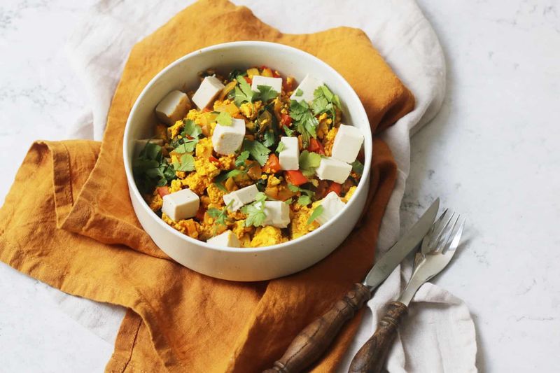 Tofu Scramble With Veggies And Nutritional Yeast