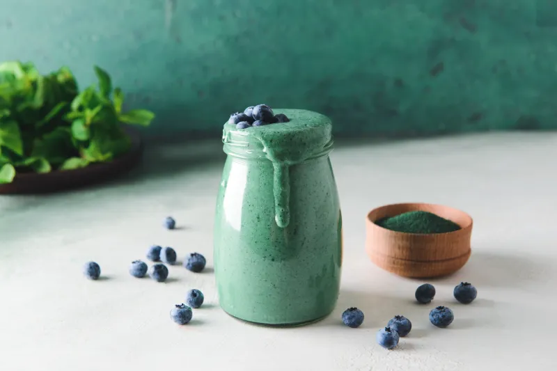 Blueberry, Spirulina, And Oat Milk Smoothie
