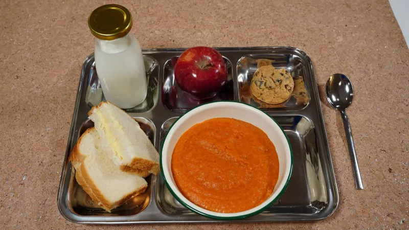 Tomato Soup With Bread Rolls