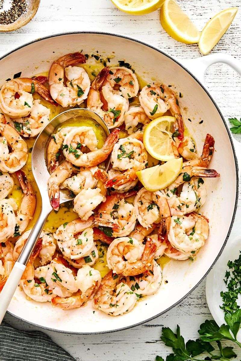 Garlic Butter Shrimp Over Instant Rice