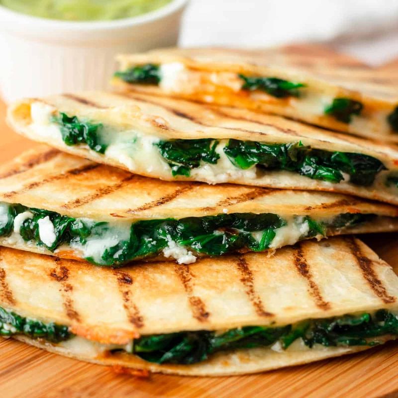 4 Ingredient Spinach and Cheese Quesadillas