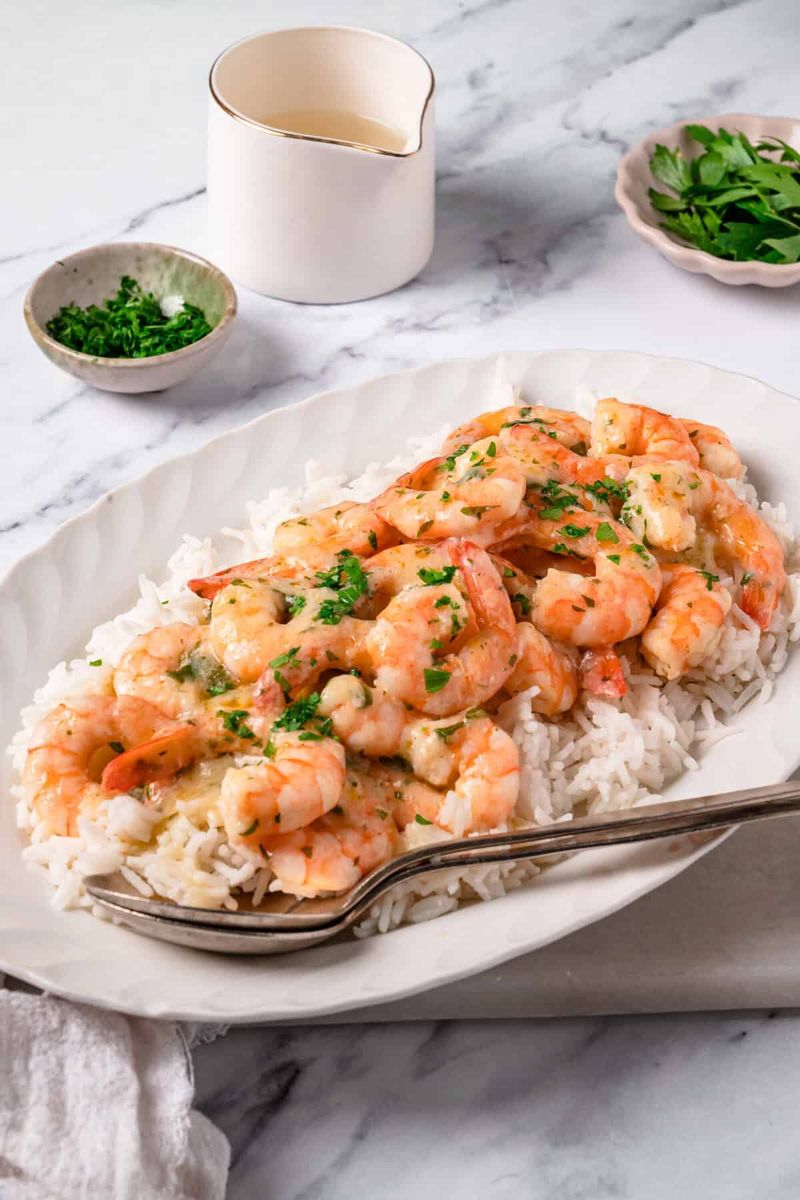 Shrimp Scampi over Rice