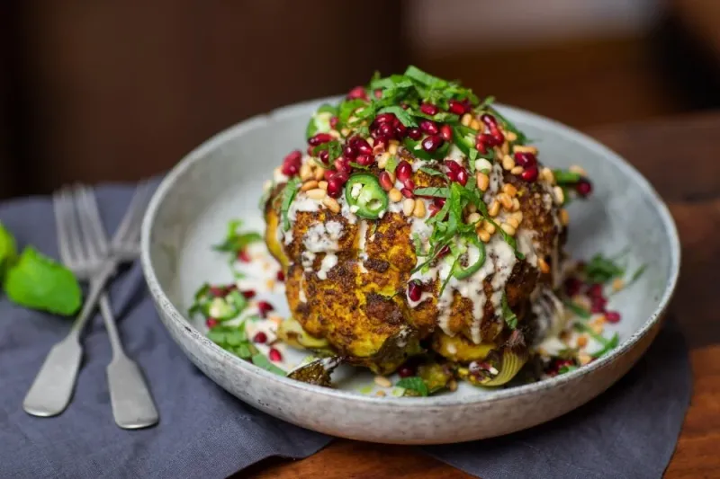 Tahini-Dressed Roasted Cauliflower
