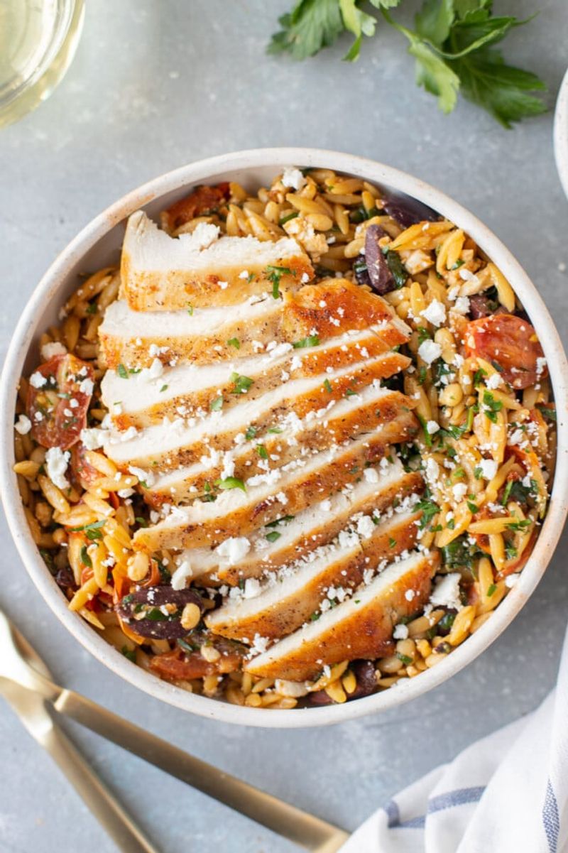 Tomato Basil Orzo With Grilled Chicken
