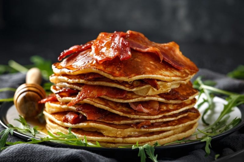 Pancakes with Bacon and Maple Syrup