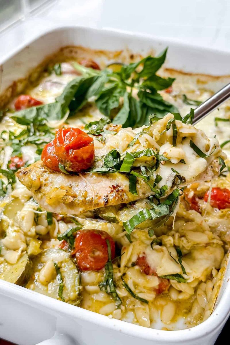 Pesto Chicken and Orzo Casserole