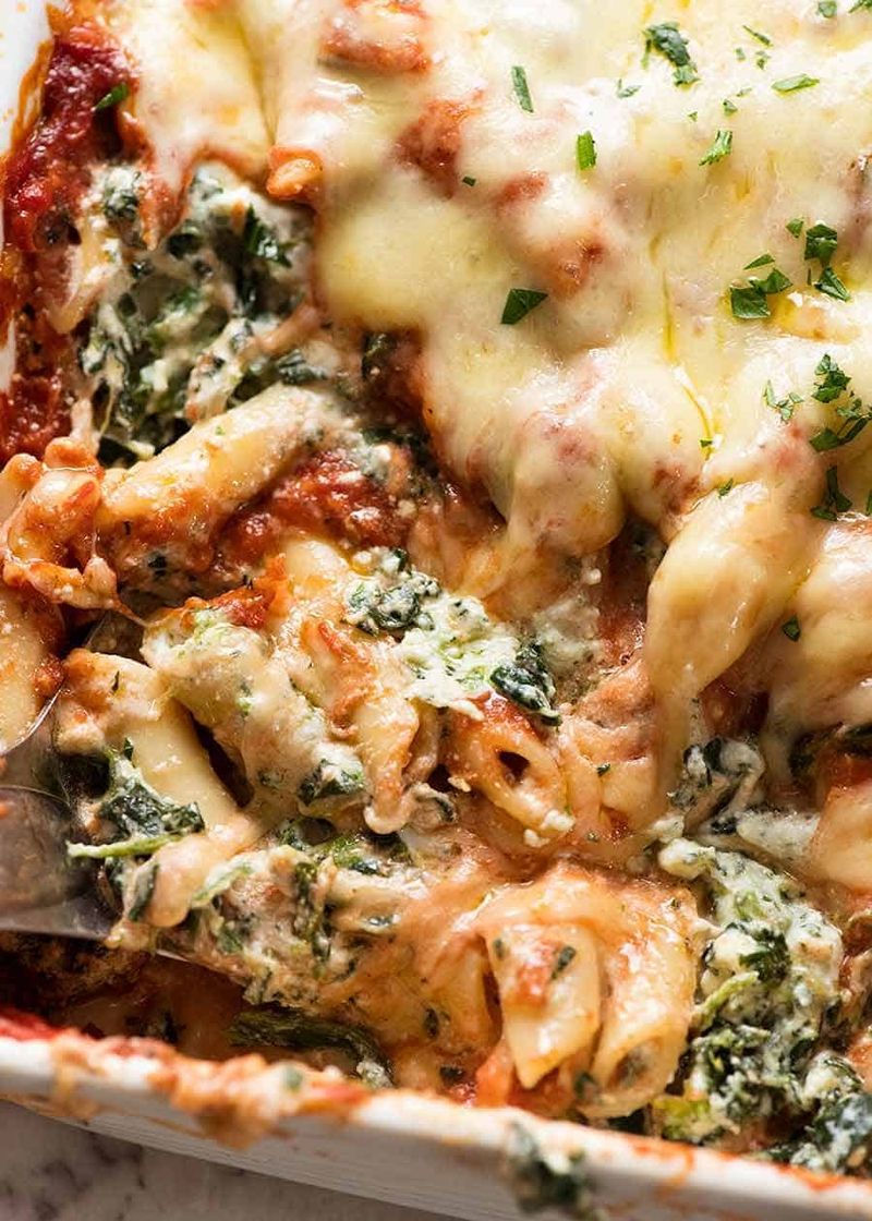 Baked Ricotta Pasta with Spinach