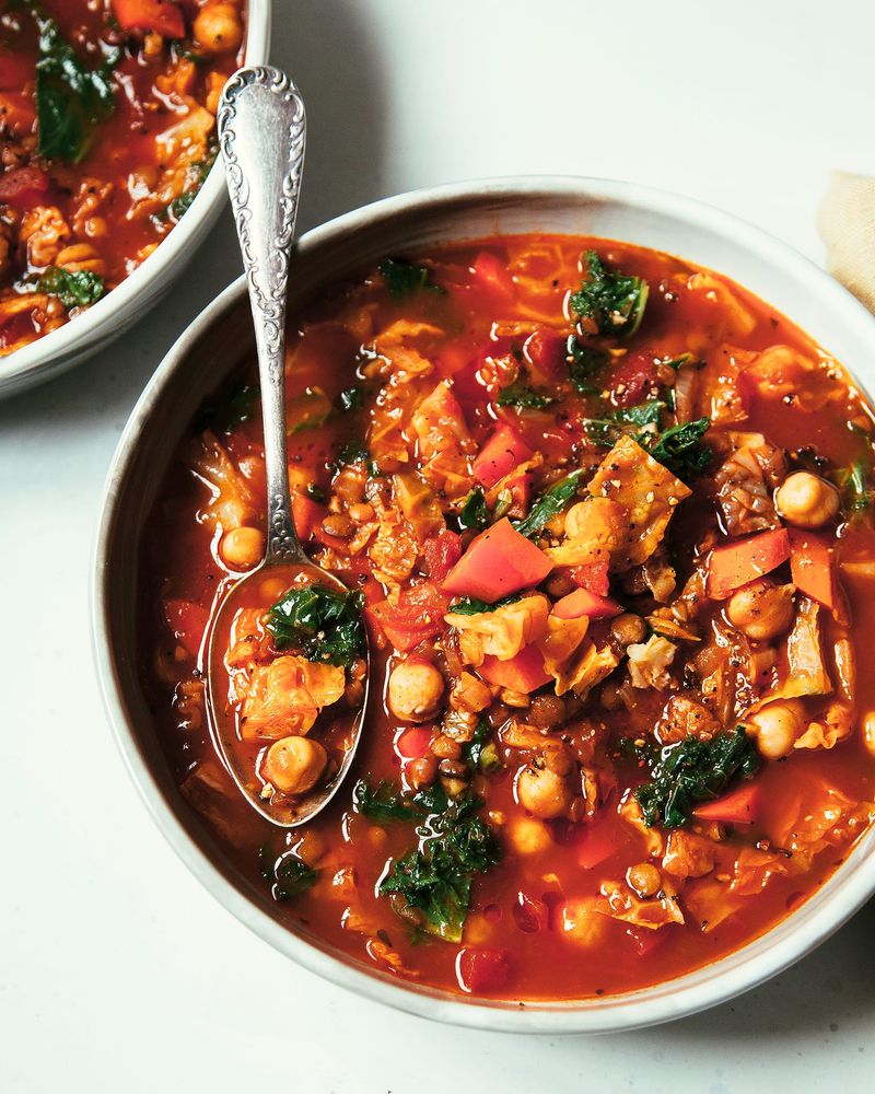 Spicy Cabbage and Chickpea Soup