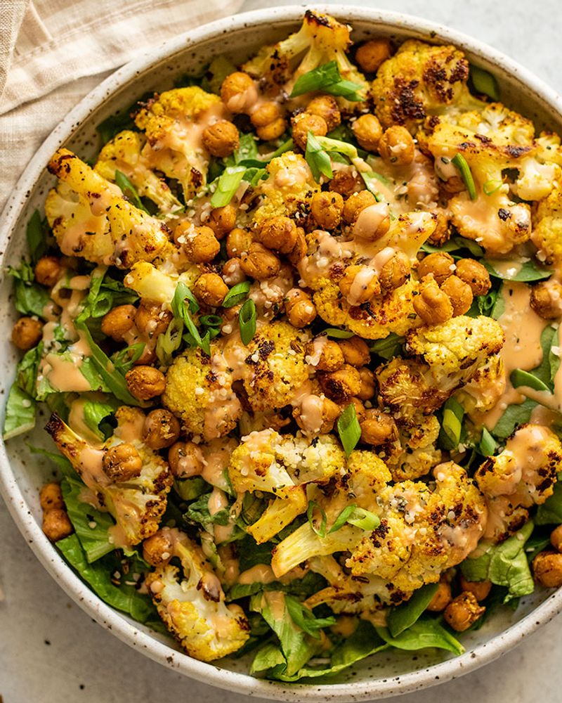 Roasted Cauliflower and Chickpea Bowl