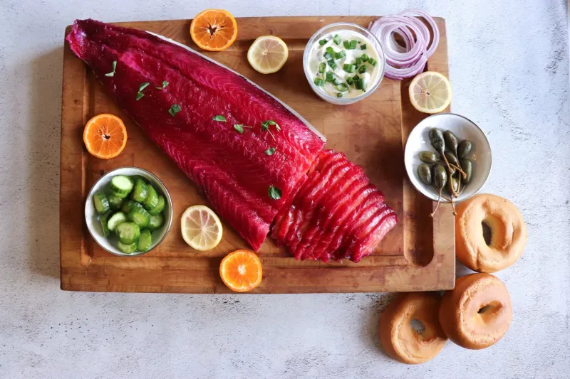 Beet-Cured Salmon Gravlax Platter