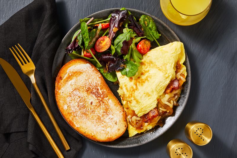 Cheddar Omelette with Caramelized Onions