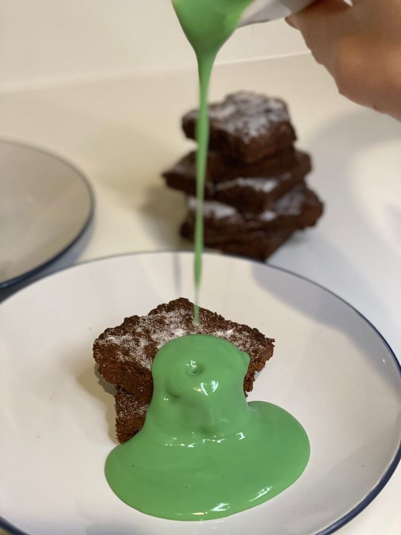 Chocolate Concrete with Mint Custard