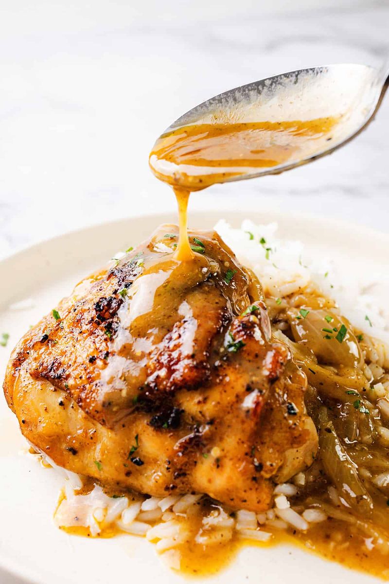 Smothered Chicken Thighs with Onion Gravy