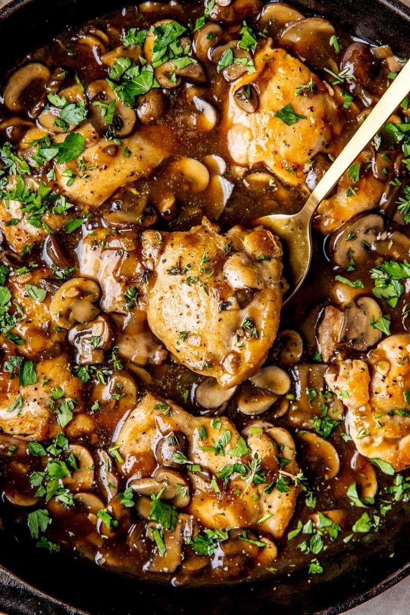 Chicken Thighs with Mushroom Cream Sauce