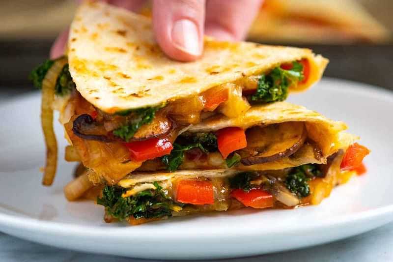 Veggie and Cheese Quesadilla on a Low-Carb Tortilla