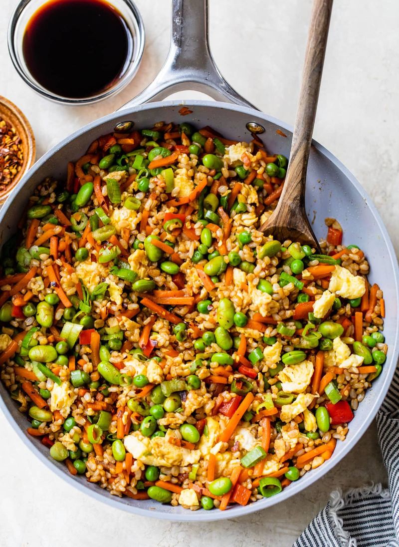 Egg Fried Brown Rice with Edamame