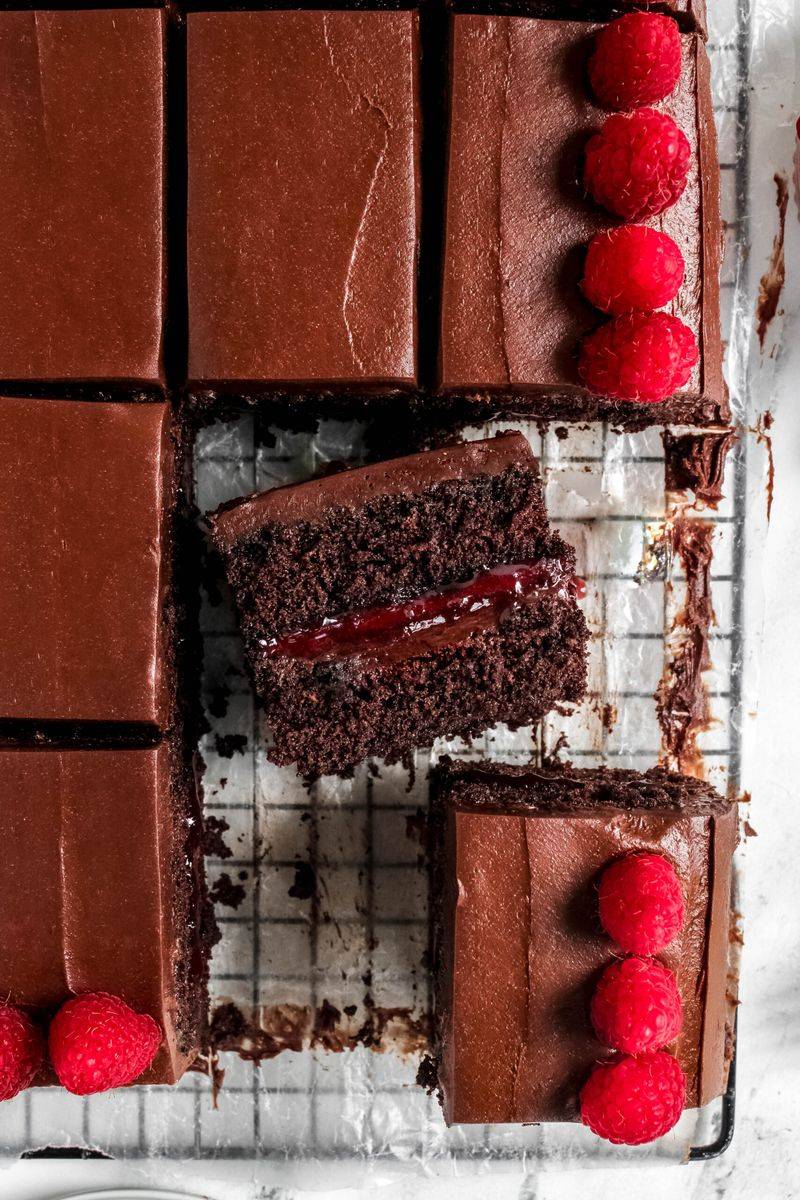 Chocolate Raspberry Sheet Cake