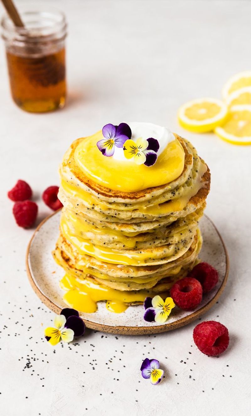 Ricotta Pancakes with Lemon Curd and Berries