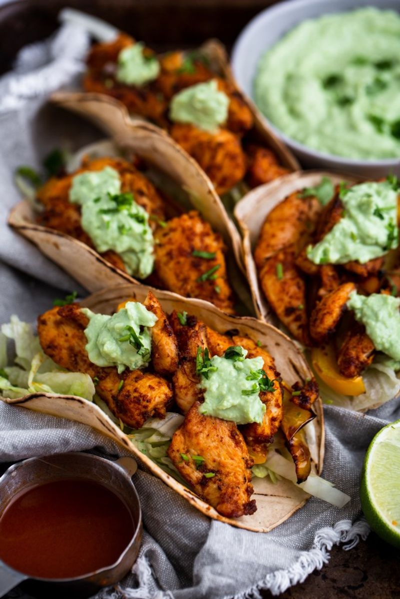 Chicken Thigh Tacos with Avocado Crema