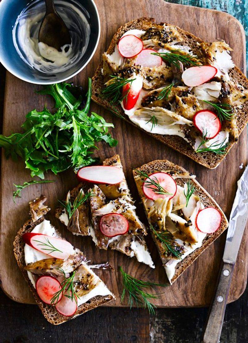 Smoked Mackerel on Rye with Cream Cheese