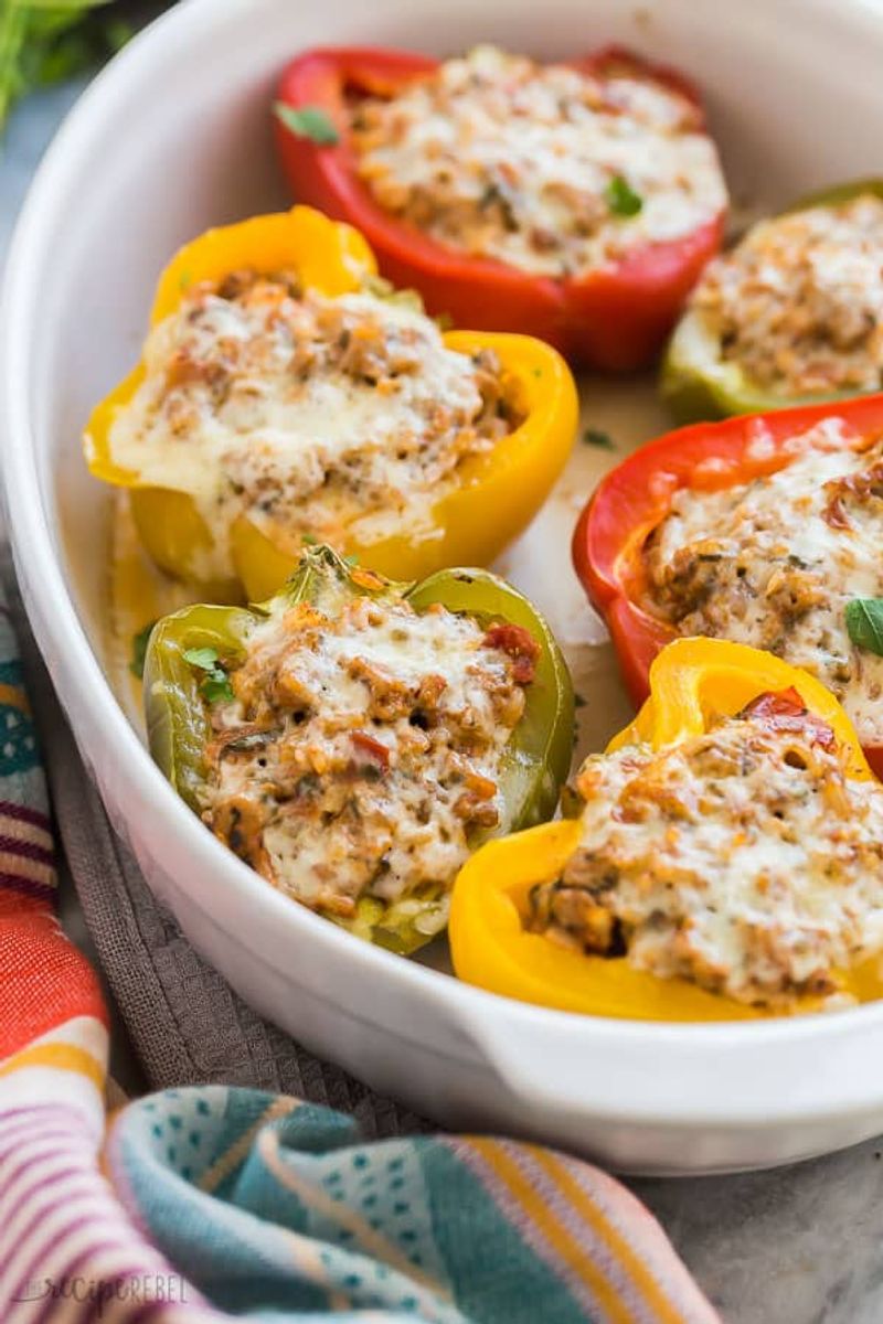 Turkey and Spinach Stuffed Bell Peppers