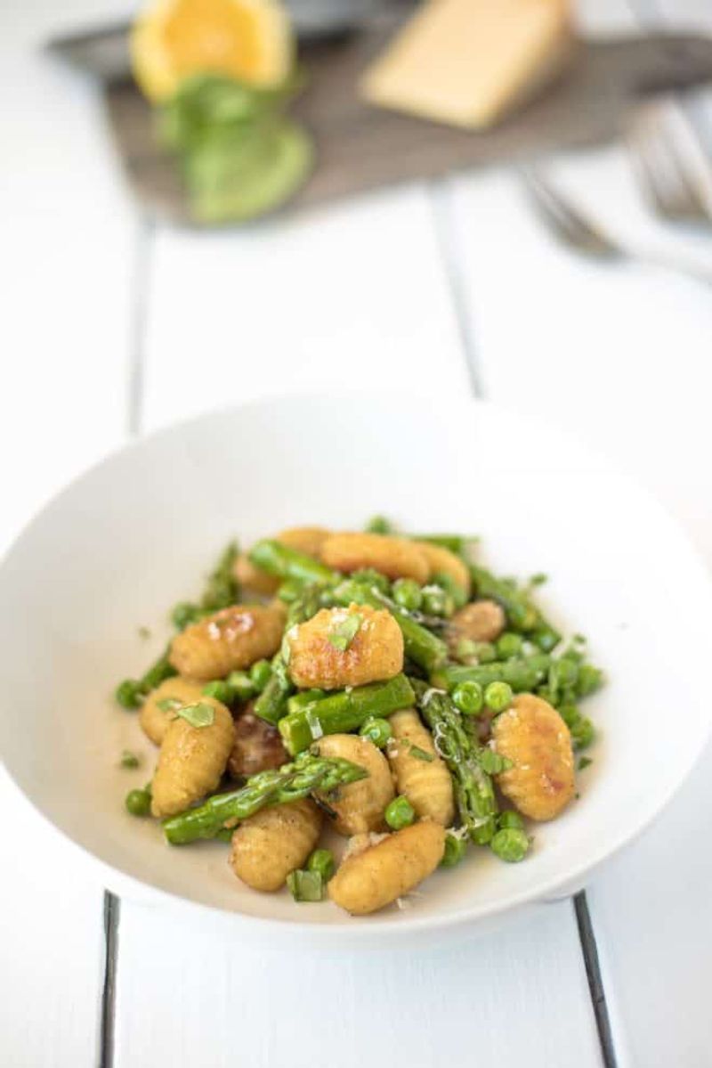 Lemon Ricotta Gnocchi with Asparagus and Peas