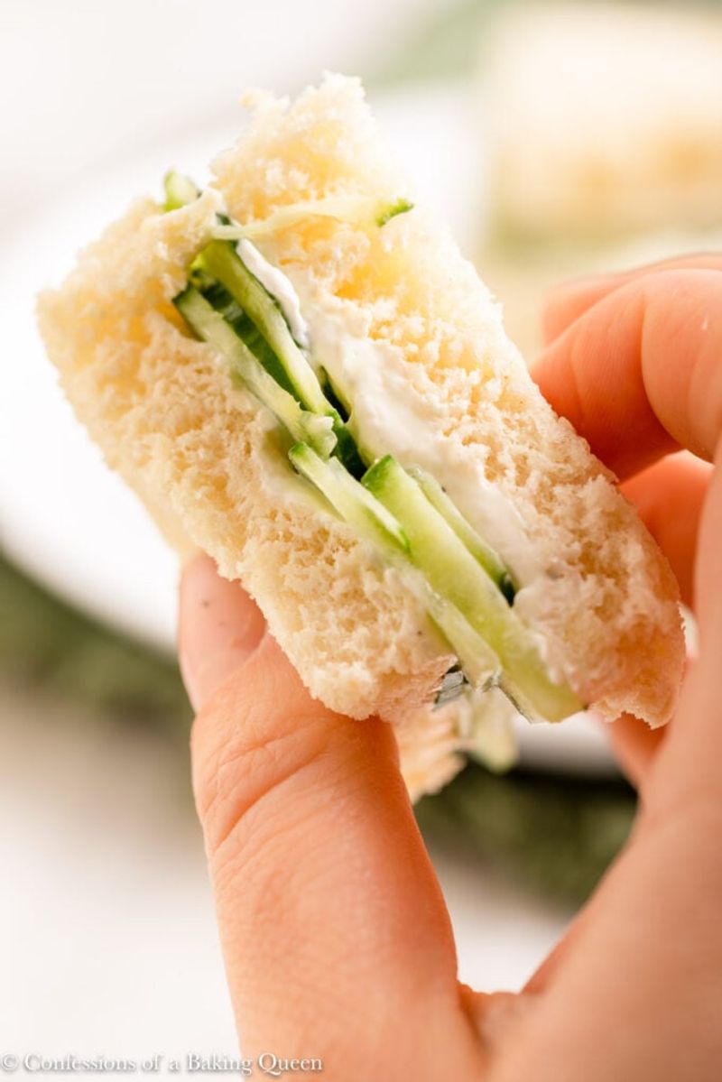 Smashed Cucumber and Cream Cheese Sandwich