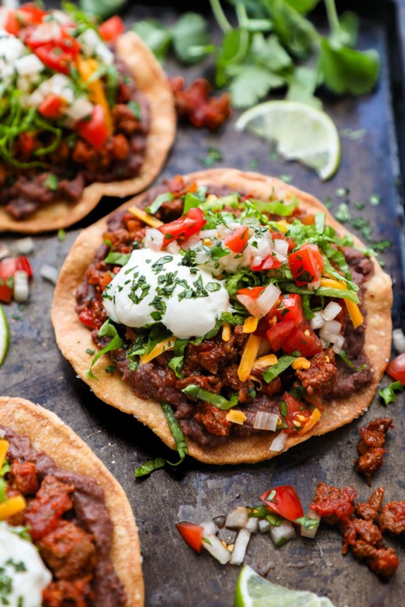 Beef and Black Bean Tostadas