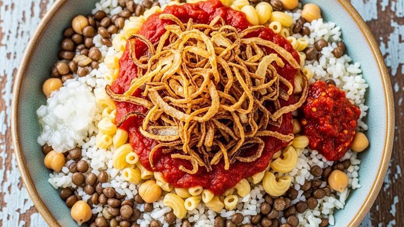 Egyptian Koshari and American Chili