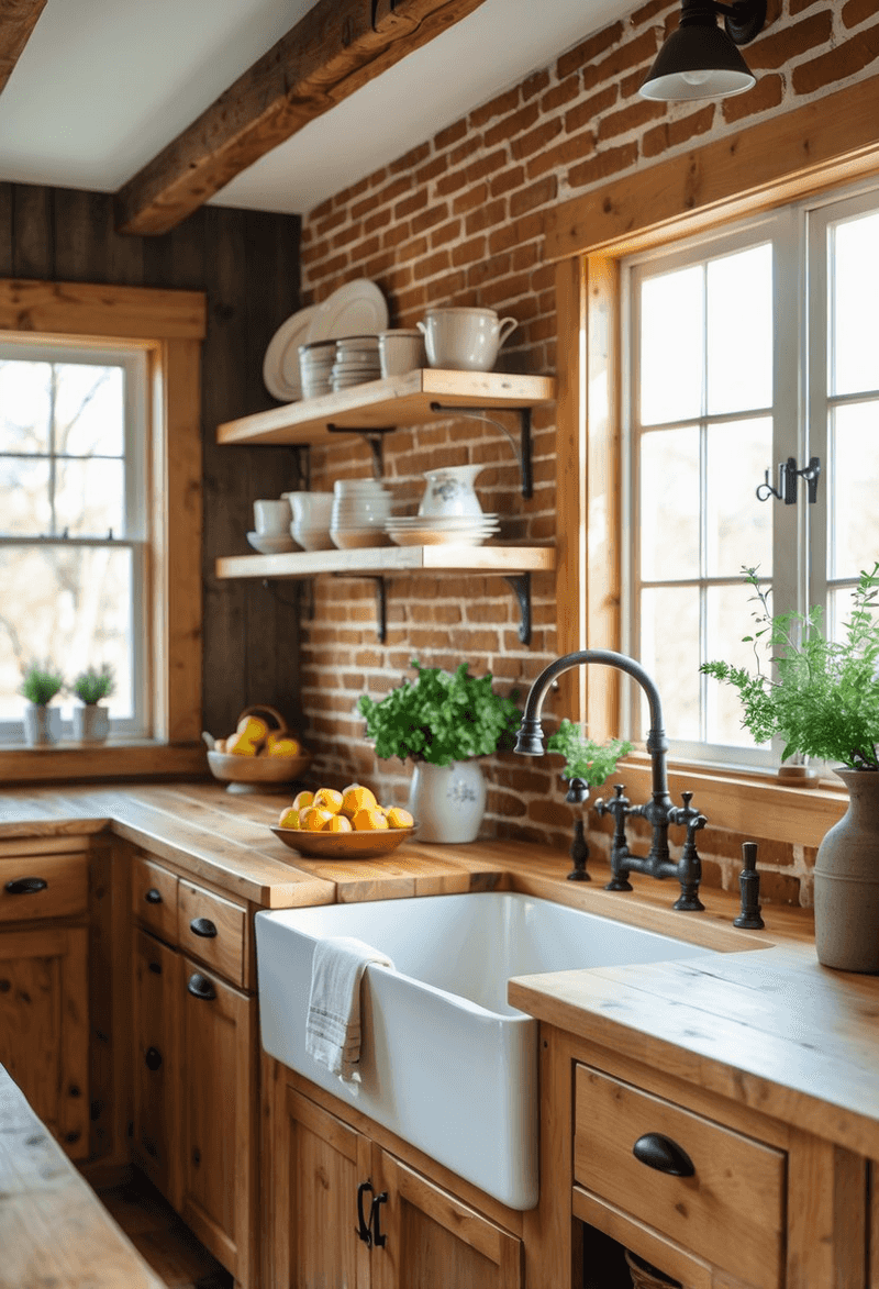 Brick Accent Walls and Exposed Beams
