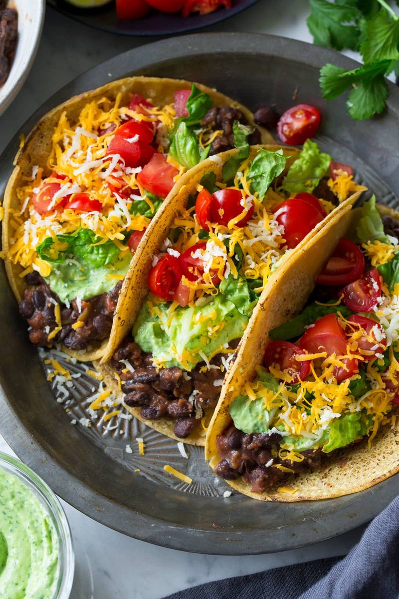 Black Bean Tacos With Lime Crema