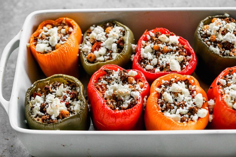 Beef-Stuffed Bell Peppers with Feta