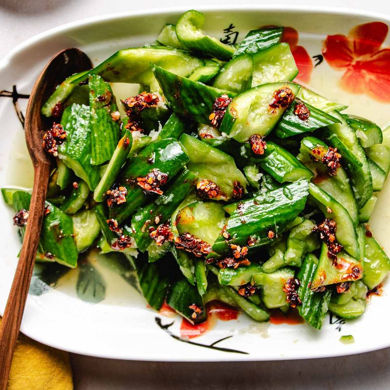 Smashed Cucumber Salad with Chili Oil