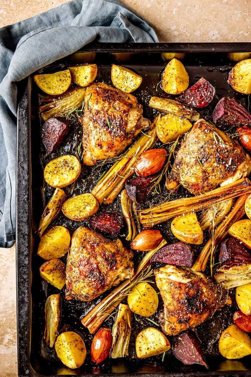 Sheet Pan Chicken Thighs with Root Vegetables