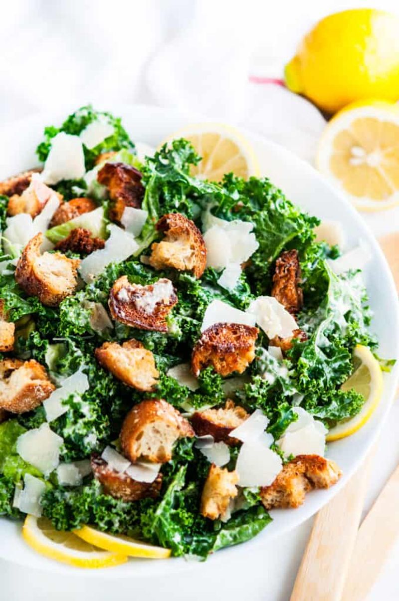 Kale Caesar Salad with Parmesan Croutons