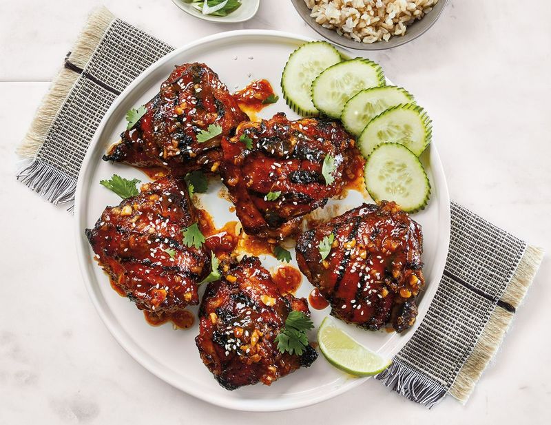 Honey Sriracha Glazed Chicken Thighs