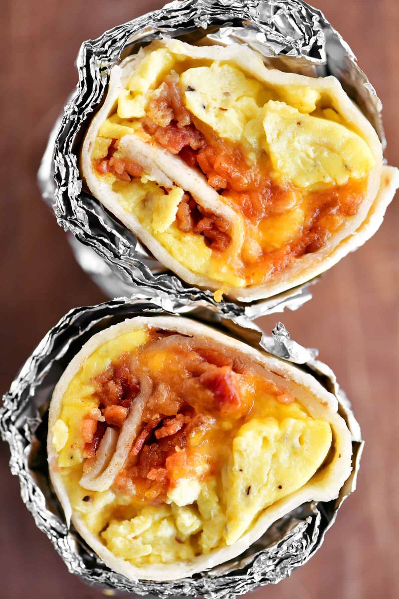 Egg and Cheese Breakfast Burrito for Lunch
