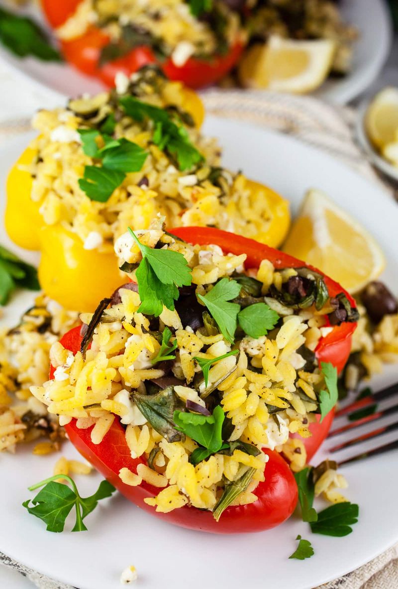 Pea And Feta Stuffed Peppers