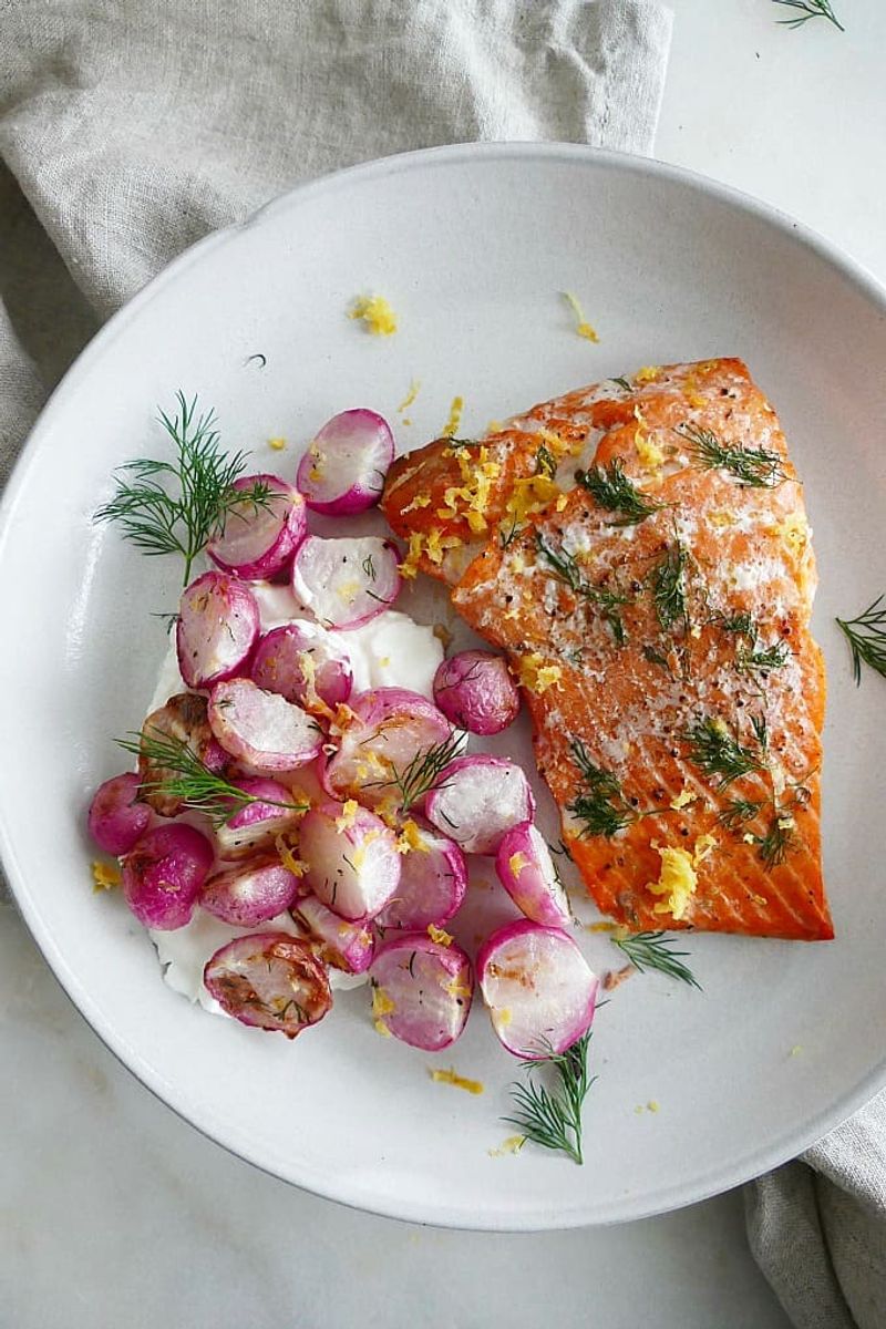 Honey Garlic Salmon with Roasted Radishes