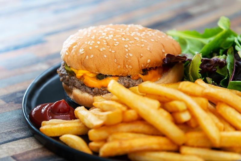 Fast Food Burgers and Chips