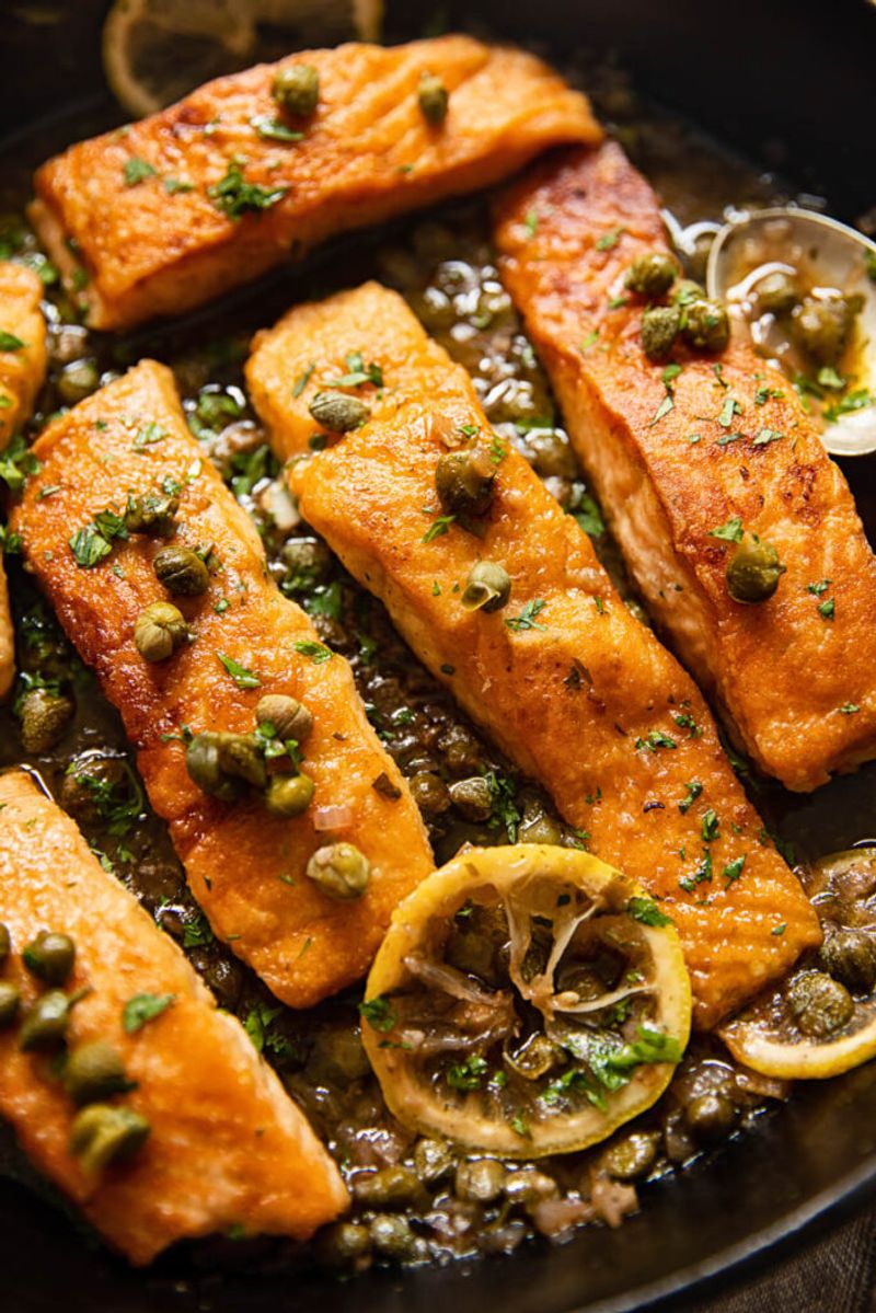 Salmon with Lemon Caper Butter