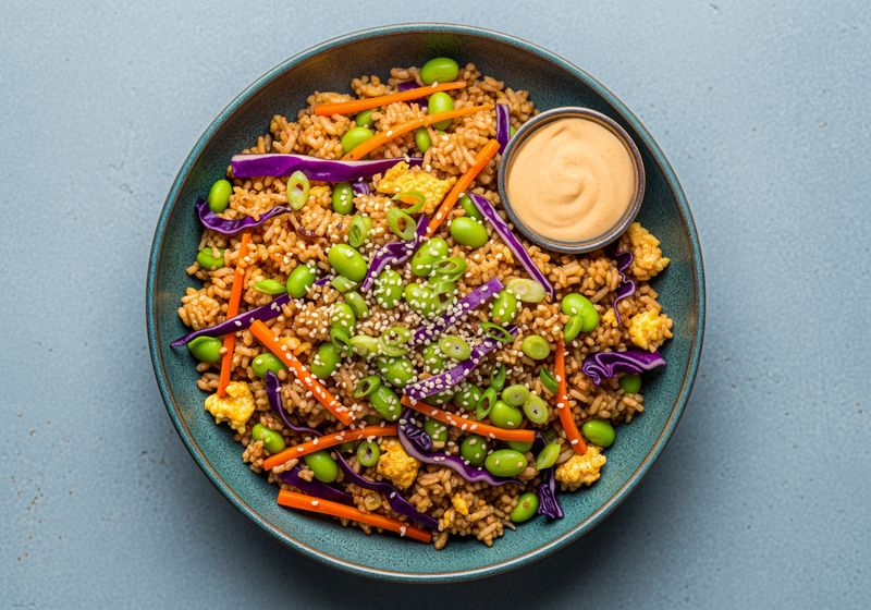 Edamame and Egg Fried Brown Rice
