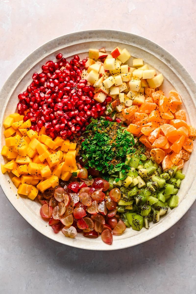 Fresh Fruit Salad with Pomegranate Seeds