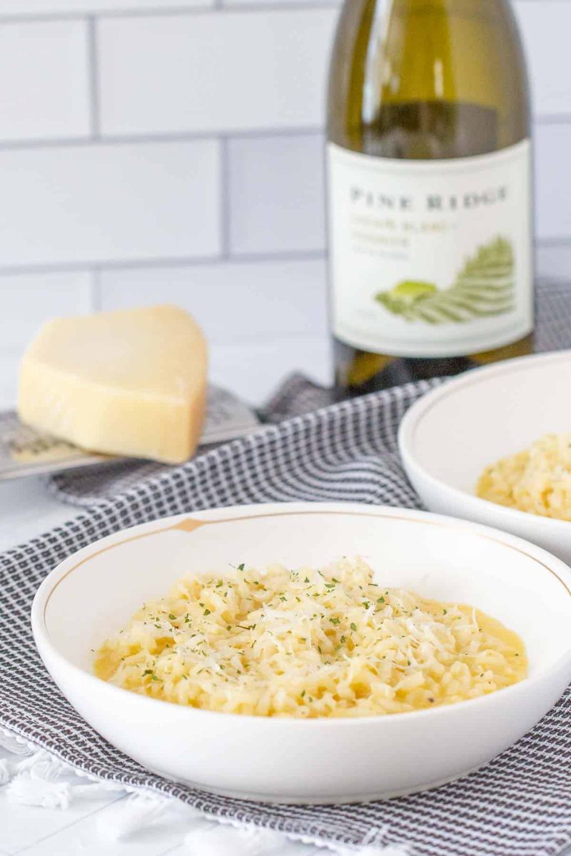 Finishing Risotto with a Splash of White Wine Vinegar